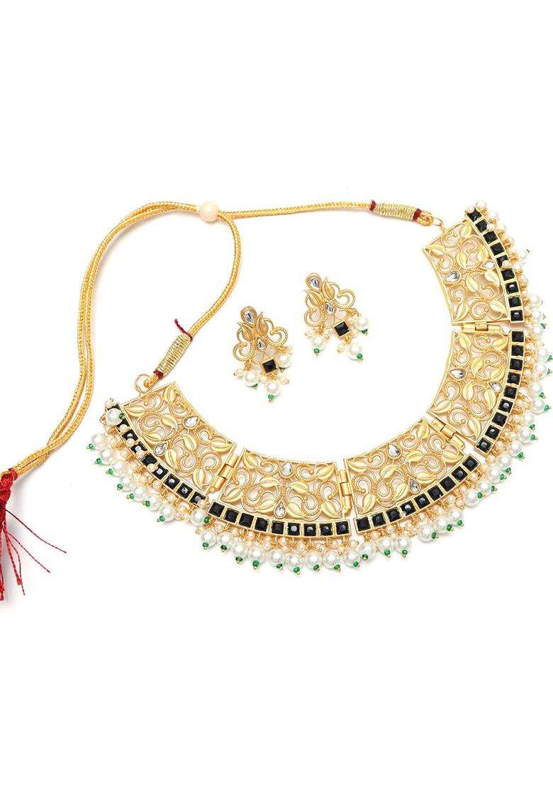 Gold-Plated Kundan Studded Jewellery Set for Women | Traditional Temple Jewellery for Wedding & Festive Wear | Gift for Her - Indya
