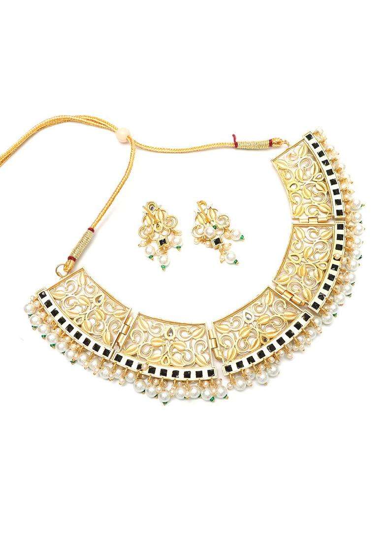 Gold-Plated Kundan Studded Jewellery Set for Women | Traditional Temple Jewellery for Wedding & Festive Wear | Gift for Her - Indya