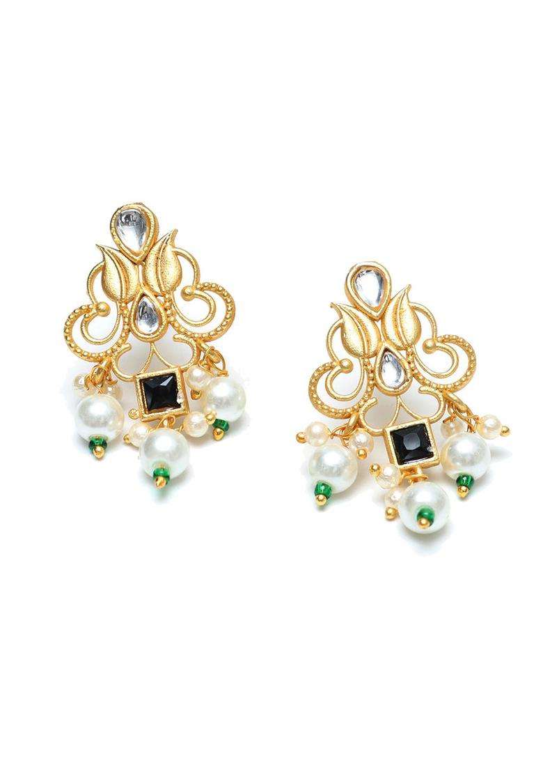 Gold-Plated Kundan Studded Jewellery Set for Women | Traditional Temple Jewellery for Wedding & Festive Wear | Gift for Her - Indya