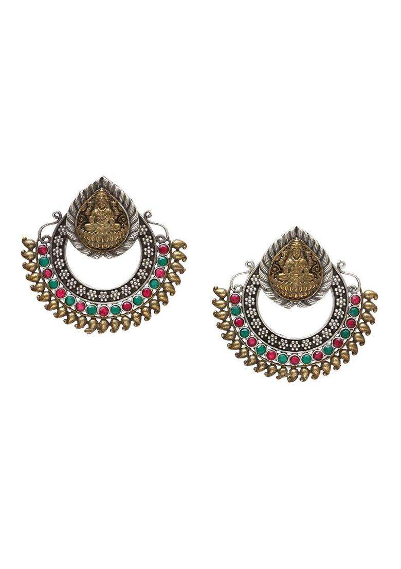 Silver-Plated Classic Temple Chandbali Earrings for Women | Traditional Temple Jewellery for Wedding & Festive Wear | Gift for Her - Indya