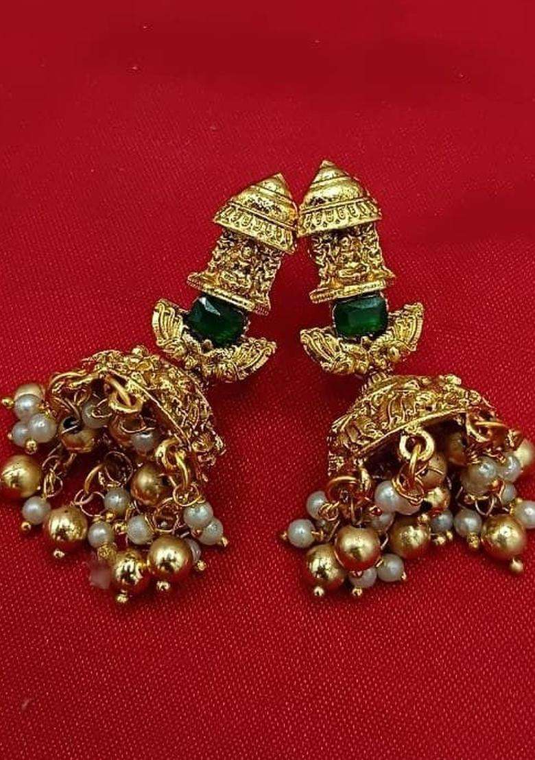Set of 2 Gold-Plated Stone-Studded Necklace with Earrings for Women | Traditional Temple Jewellery for Wedding & Festive Wear | Gift for Her - Indya