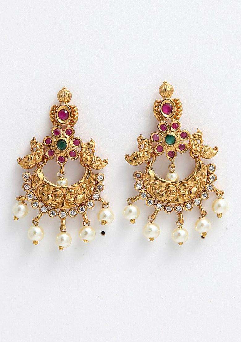 Gold-Plated Stone-Studded & Artificial Beaded Temple Choker Jewellery Set for Women | Traditional Temple Jewellery for Wedding & Festive Wear | Gift for Her - Indya
