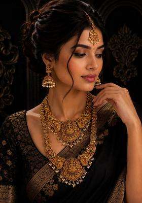 Gold-Plated Temple Pendant and Earrings for Women | Traditional Temple Jewellery for Wedding & Festive Wear | Gift for Her