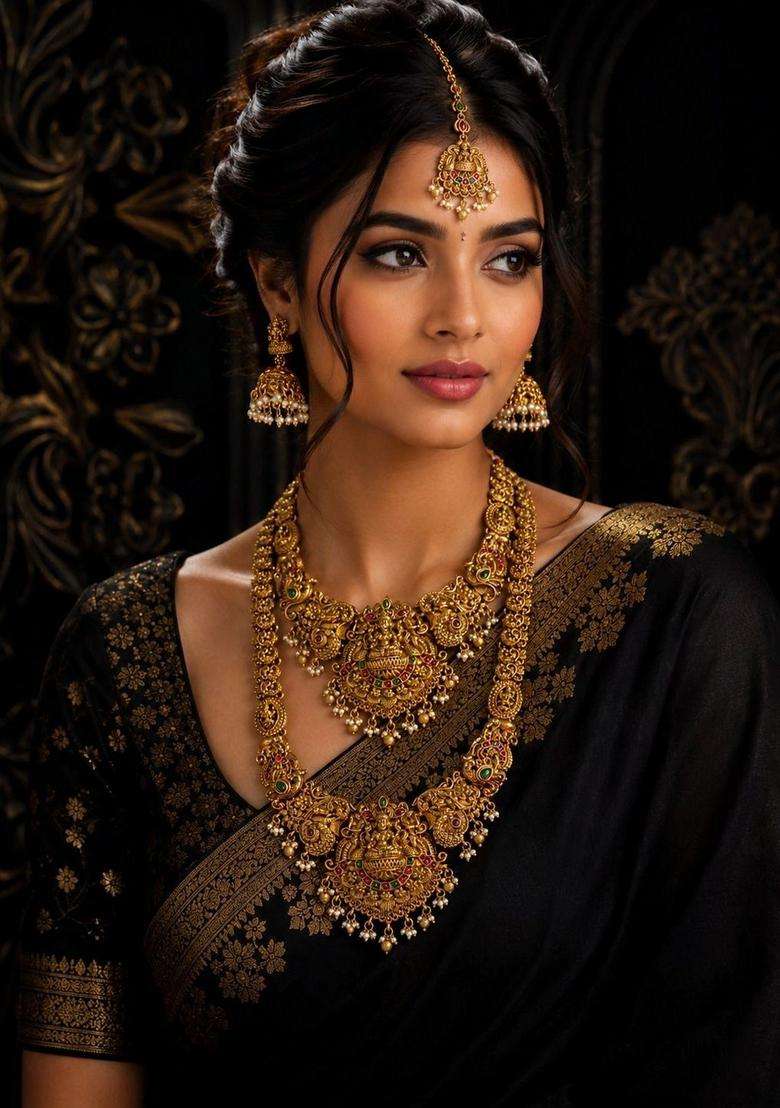 Gold-Plated Temple Pendant and Earrings for Women | Traditional Temple Jewellery for Wedding & Festive Wear | Gift for Her - Indya