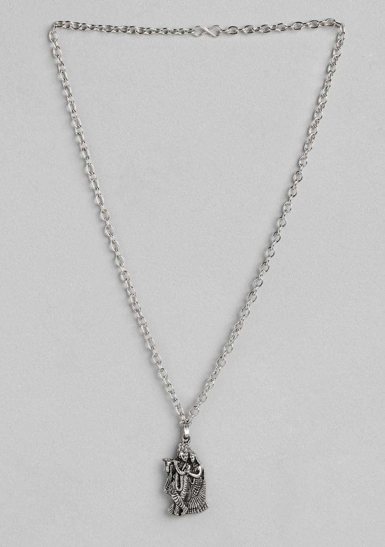Silver-Plated Temple Pendant with Chain for Men & Women | Stylish Party & Everyday Wear | Festive Gift - Indya
