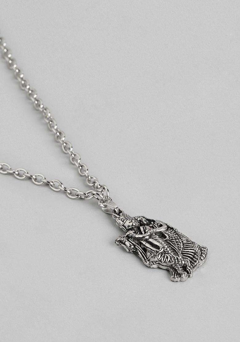Silver-Plated Temple Pendant with Chain for Men & Women | Stylish Party & Everyday Wear | Festive Gift - Indya