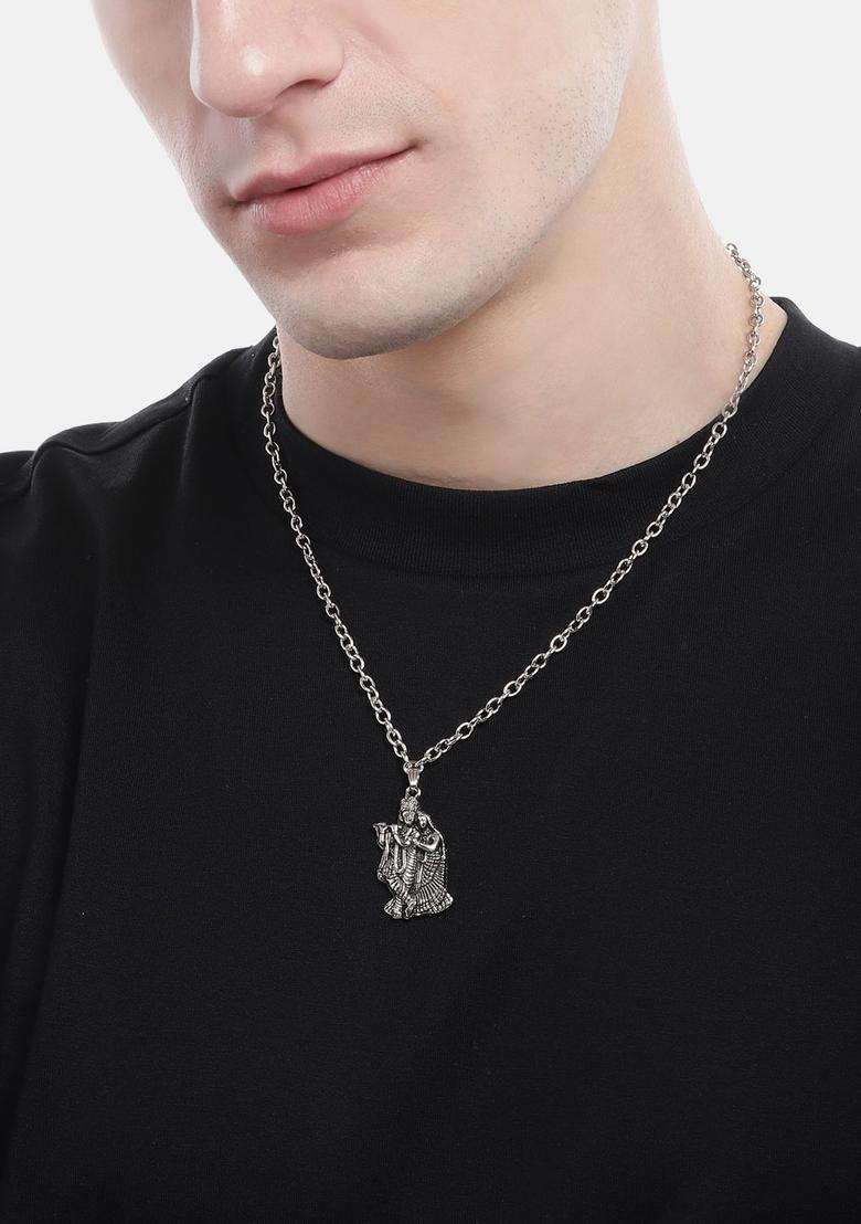 Silver-Plated Temple Pendant with Chain for Men & Women | Stylish Party & Everyday Wear | Festive Gift - Indya