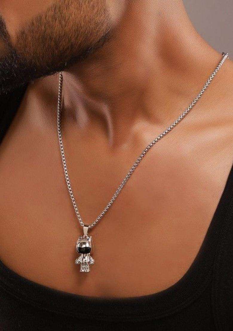 Silver-Plated Pendants with Chains for Men | Stylish Party & Everyday Wear | Gift for Him - Indya