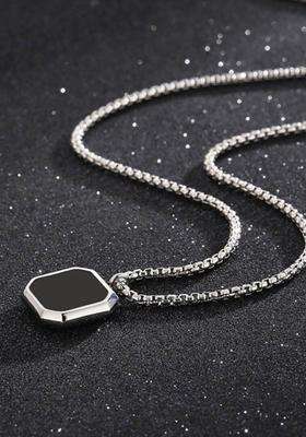 Silver-Plated Geometric Pendants with Chains for Men | Stylish Party & Everyday Wear | Gift for Him