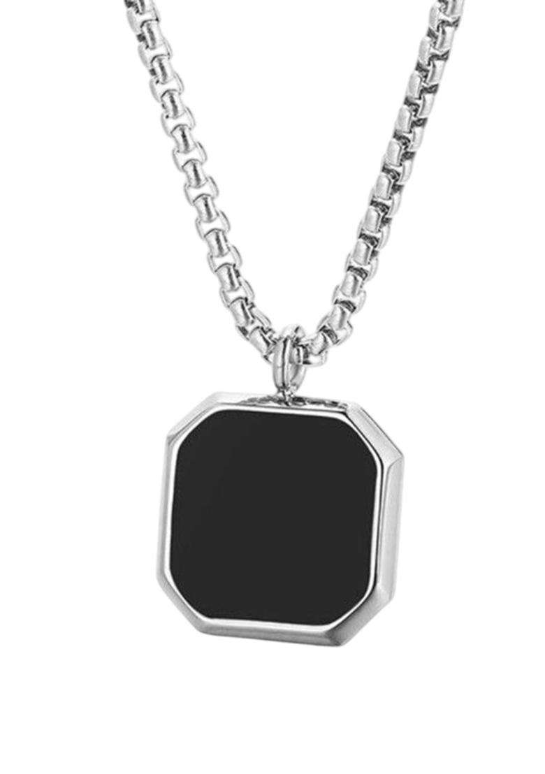 Silver-Plated Geometric Pendants with Chains for Men | Stylish Party & Everyday Wear | Gift for Him - Indya