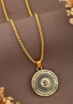 Stainless Steel Circular Shaped Pendants with Chain for Men & Women | Traditional Temple Jewellery for Wedding & Festive Wear | Festive Gift