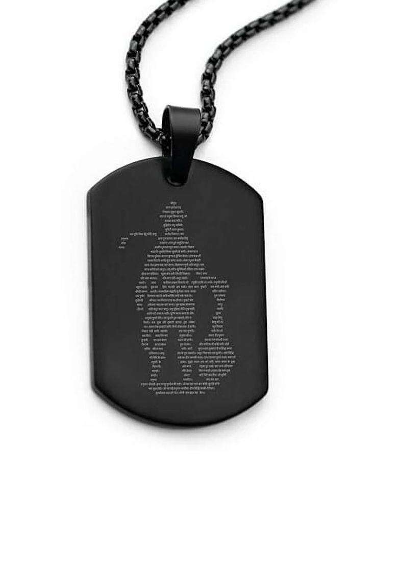 Stainless Steel Geometric Shaped Temple Pendant with Chain for Men & Women | Traditional Temple Jewellery for Wedding & Festive Wear | Festive Gift - Indya