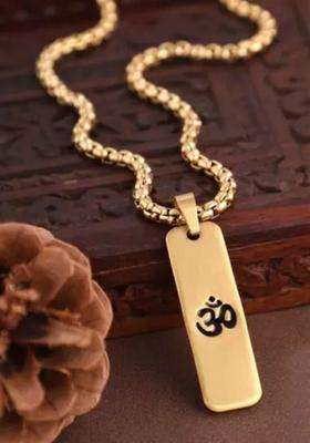 Stainless Steel Geometric Shaped Temple Pendant with Chain for Men & Women | Traditional Temple Jewellery for Wedding & Festive Wear | Festive Gift