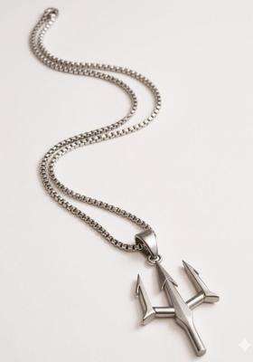 Stainless Steel Silver-Plated Quirky Shaped Temple Pendant with Chain for Men & Women | Traditional Temple Jewellery for Wedding & Festive Wear | Festive Gift