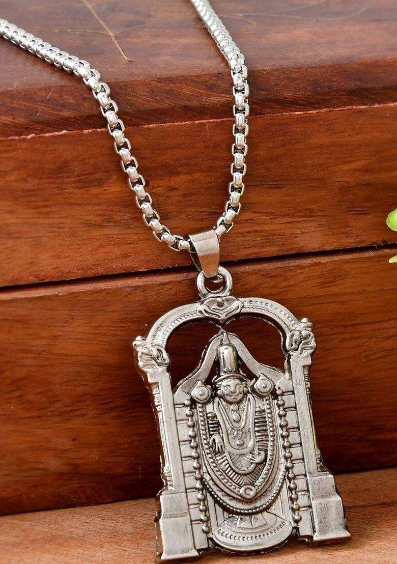 Silver-Plated Pendant for Men & Women | Traditional Temple Jewellery for Wedding & Festive Wear | Festive Gift - Indya