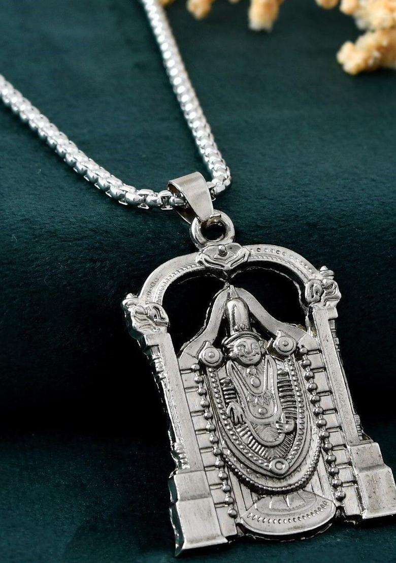 Silver-Plated Pendant for Men & Women | Traditional Temple Jewellery for Wedding & Festive Wear | Festive Gift - Indya
