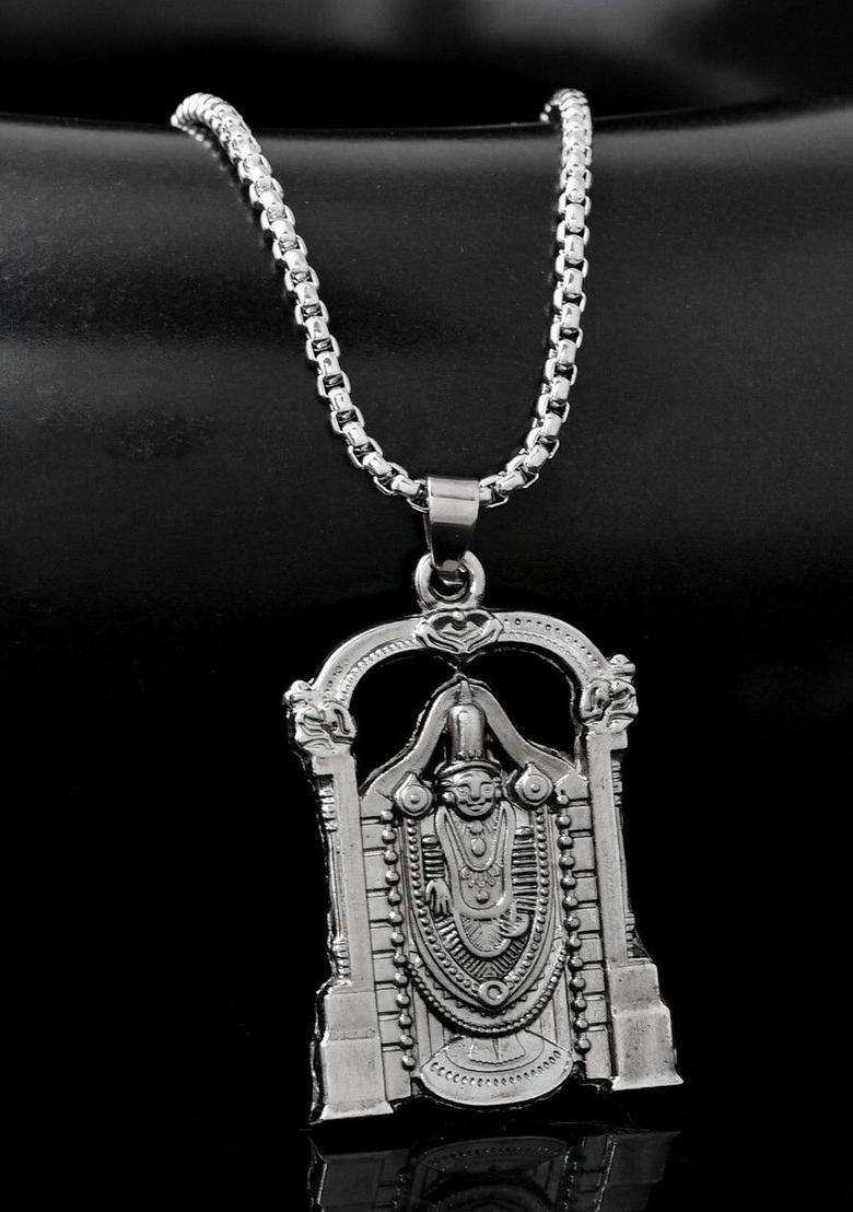 Silver-Plated Pendant for Men & Women | Traditional Temple Jewellery for Wedding & Festive Wear | Festive Gift - Indya