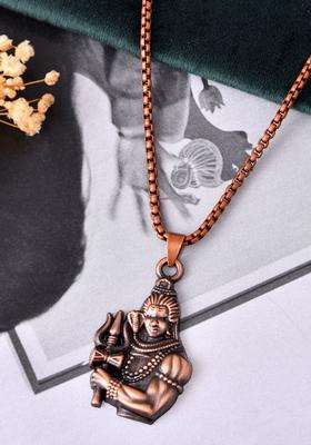 Stainless Steel Copper-Plated Contemporary Pendant with Chain for Men & Women | Traditional Temple Jewellery for Wedding & Festive Wear | Festive Gift