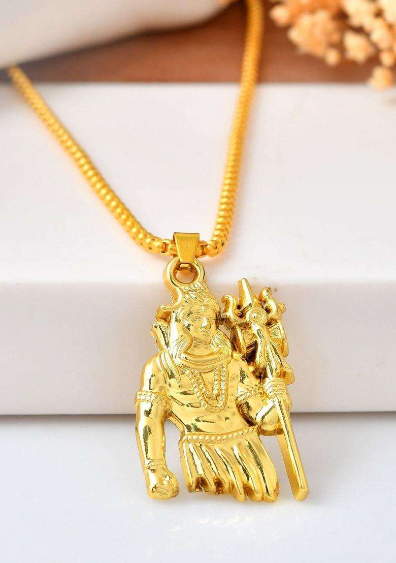 Stainless Steel Shiv Ji Pendant with Chain for Men & Women | Traditional Temple Jewellery for Wedding & Festive Wear | Festive Gift - Indya