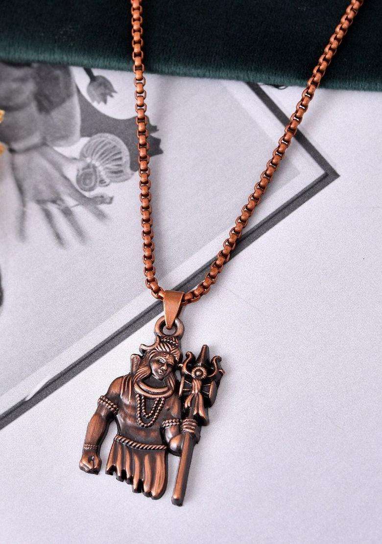 Stainless Steel Shiv Ji Pendant with Chain for Men & Women | Traditional Temple Jewellery for Wedding & Festive Wear | Festive Gift - Indya