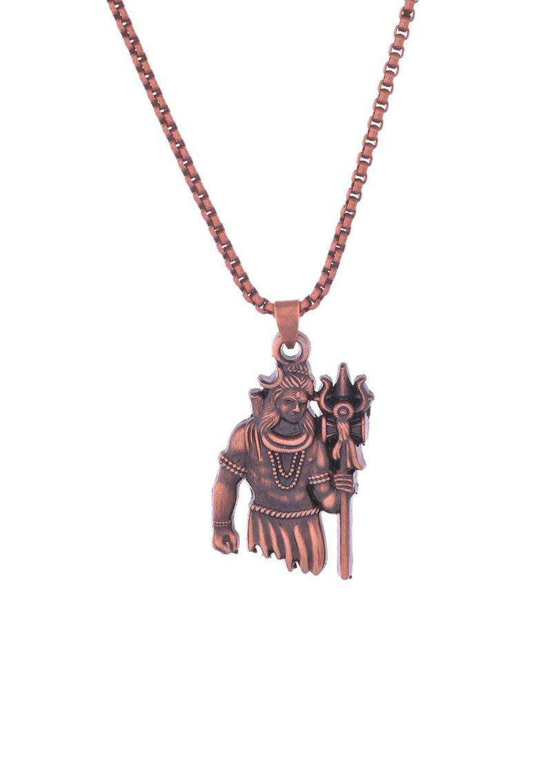 Stainless Steel Shiv Ji Pendant with Chain for Men & Women | Traditional Temple Jewellery for Wedding & Festive Wear | Festive Gift - Indya