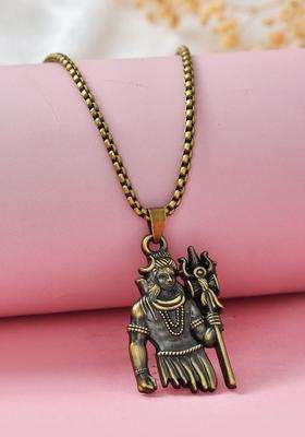 Stainless Steel Shiv Ji Pendant with Chain for Men & Women | Traditional Temple Jewellery for Wedding & Festive Wear | Festive Gift