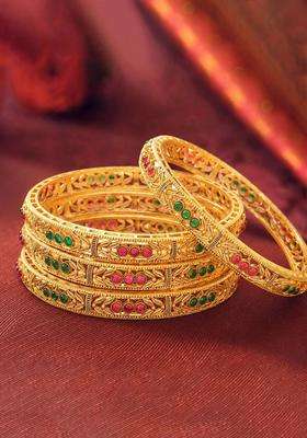 Gold-Plated Temple Beaded Bangle for Women | Traditional Temple Jewellery for Wedding & Festive Wear | Gift for Her
