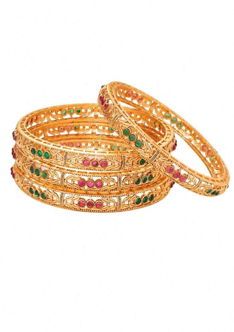 Gold-Plated Temple Beaded Bangle for Women | Traditional Temple Jewellery for Wedding & Festive Wear | Gift for Her - Indya