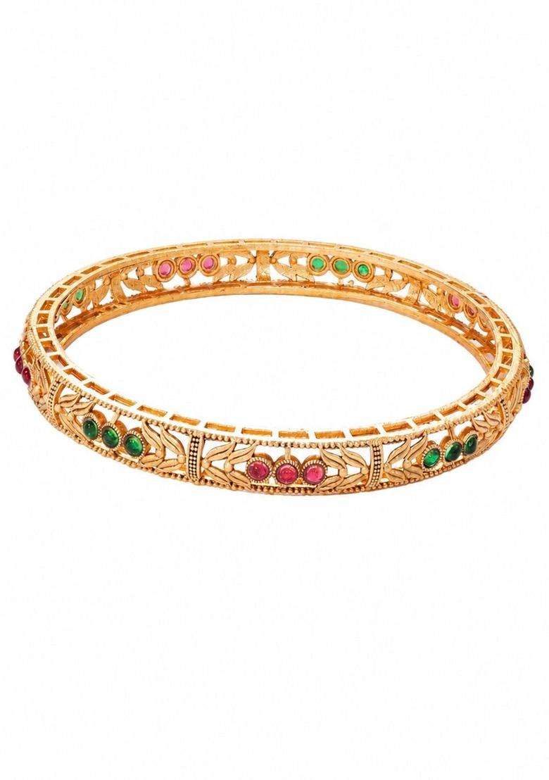 Gold-Plated Temple Beaded Bangle for Women | Traditional Temple Jewellery for Wedding & Festive Wear | Gift for Her - Indya