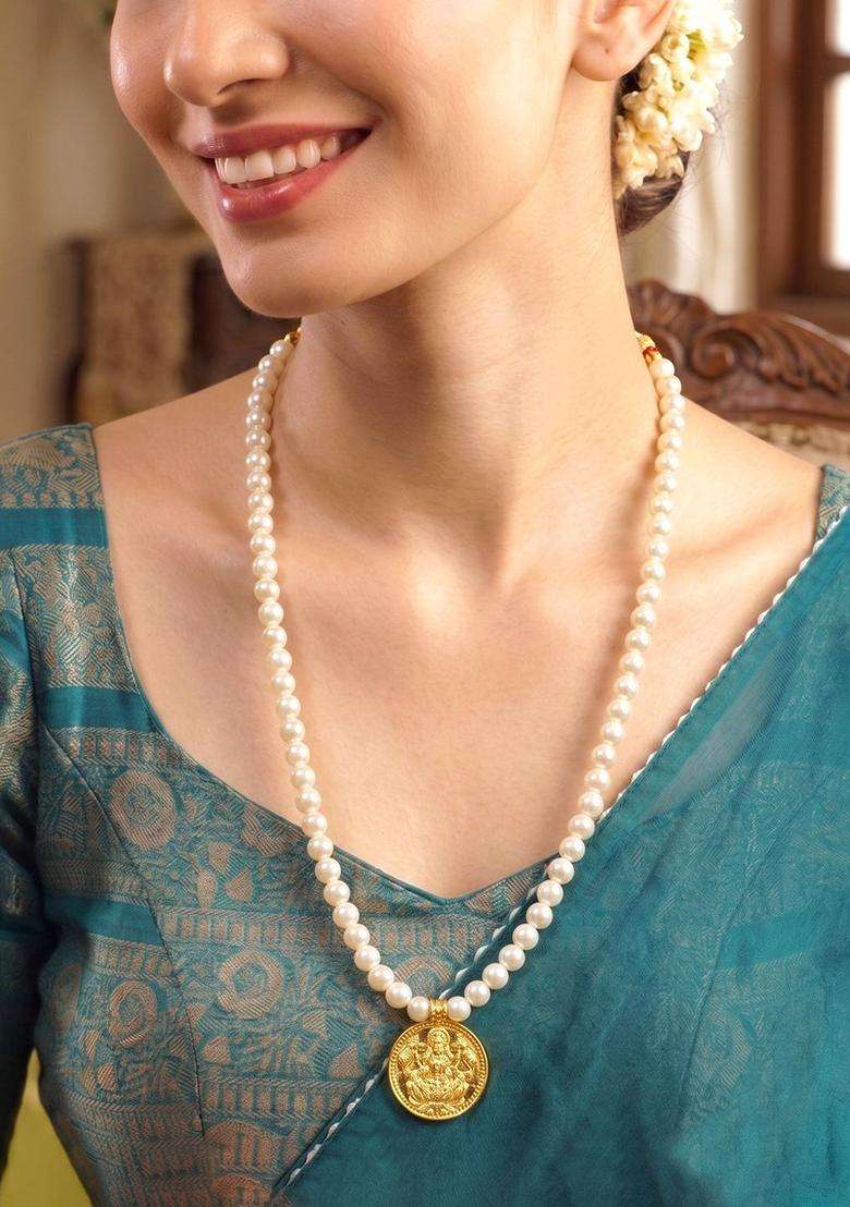 Copper Gold-Plated Temple Necklace for Women | Traditional Temple Jewellery for Wedding & Festive Wear | Gift for Her - Indya