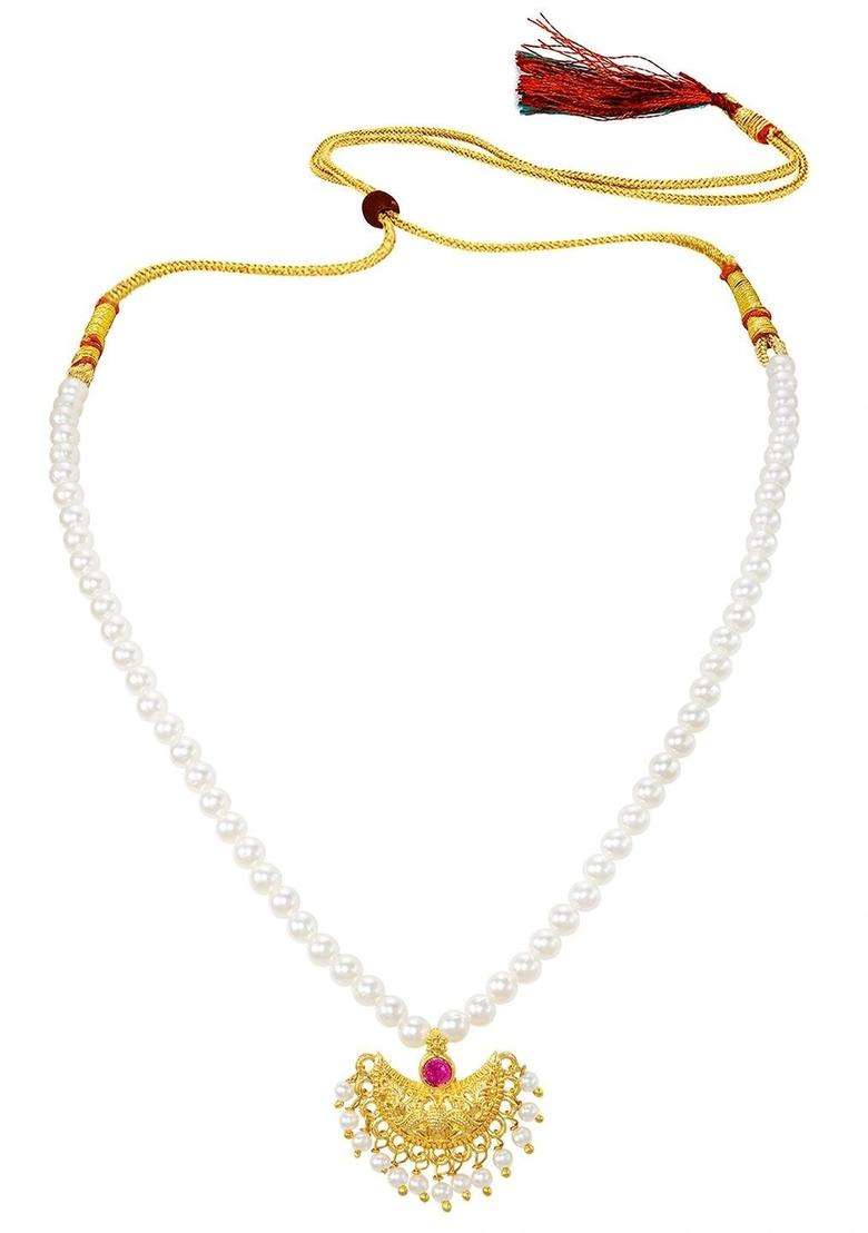 Copper Gold-Plated Temple Necklace with Ruby Stone for Women | Traditional Temple Jewellery for Wedding & Festive Wear | Gift for Her - Indya