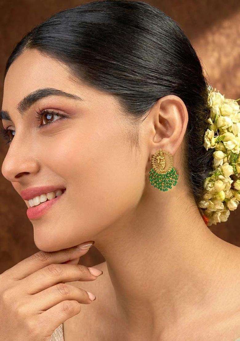 Gold-Plated Circular Drop Earrings for Women | Traditional Temple Jewellery for Wedding & Festive Wear | Gift for Her - Indya