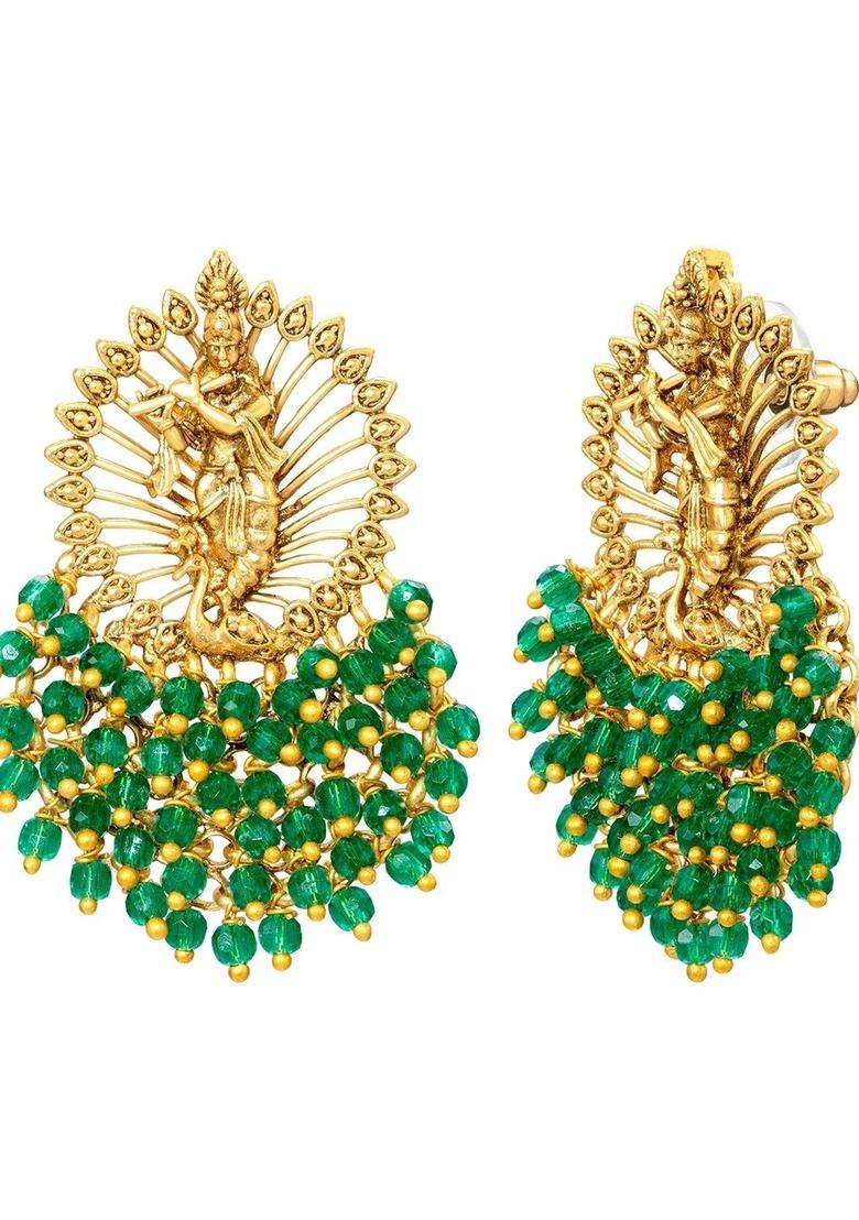 Gold-Plated Circular Drop Earrings for Women | Traditional Temple Jewellery for Wedding & Festive Wear | Gift for Her - Indya