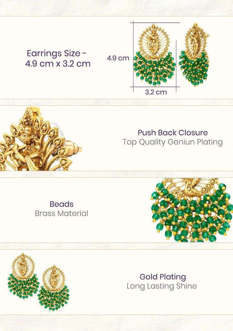Gold-Plated Circular Drop Earrings for Women | Traditional Temple Jewellery for Wedding & Festive Wear | Gift for Her - Indya