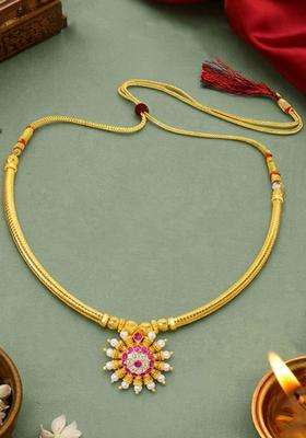 Copper Gold-Plated Temple Necklace with Ruby Stone for Women | Traditional Temple Jewellery for Wedding & Festive Wear | Gift for Her