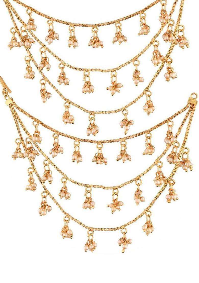 Gold-Plated Artificial Beads Studded Head Chains Head Jewellery for Women | Traditional Temple Jewellery for Wedding & Festive Wear | Gift for Her - Indya