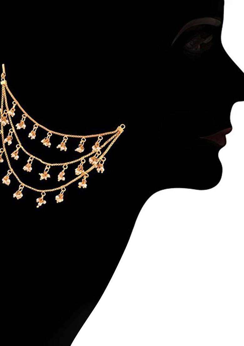 Gold-Plated Artificial Beads Studded Head Chains Head Jewellery for Women | Traditional Temple Jewellery for Wedding & Festive Wear | Gift for Her - Indya