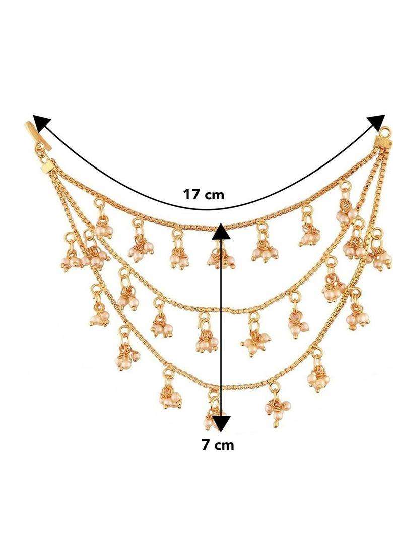 Gold-Plated Artificial Beads Studded Head Chains Head Jewellery for Women | Traditional Temple Jewellery for Wedding & Festive Wear | Gift for Her - Indya