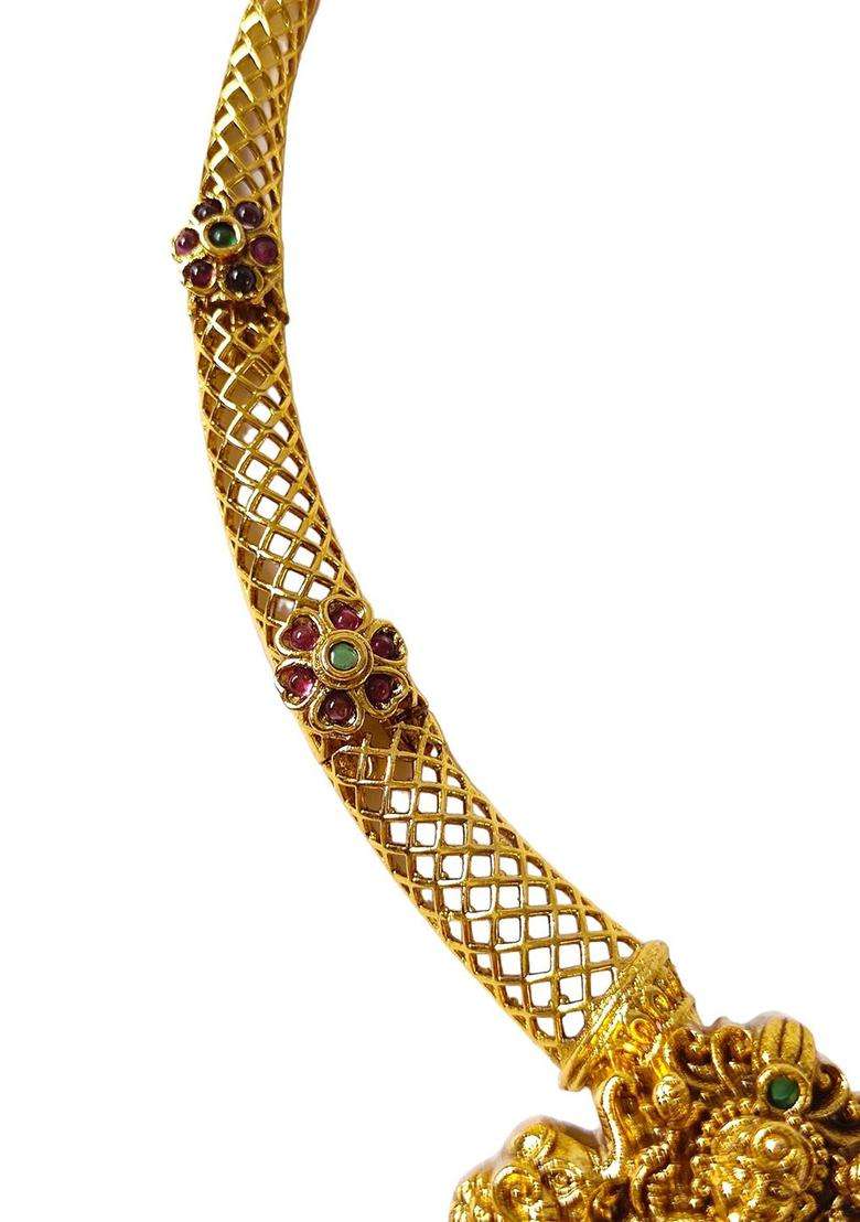 Gold-Plated Stone-Studded & Beaded Jewellery Set for Women | Traditional Temple Jewellery for Wedding & Festive Wear | Gift for Her - Indya