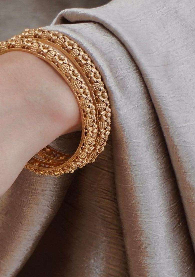 Gold-Plated Temple Stone Studded & Beaded Bangle for Women | Traditional Temple Jewellery for Wedding & Festive Wear | Gift for Her - Indya