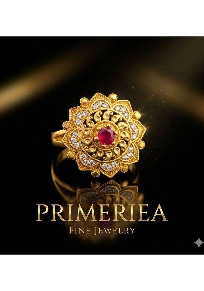 Gold-Plated Temple Cubic Zirconia Finger Ring for Women | Traditional Temple Jewellery for Wedding & Festive Wear | Gift for Her - Indya