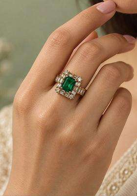 Gold-Plated Temple American Diamond Finger Ring for Women | Fusion Party & Festive Wear | Gift for Her