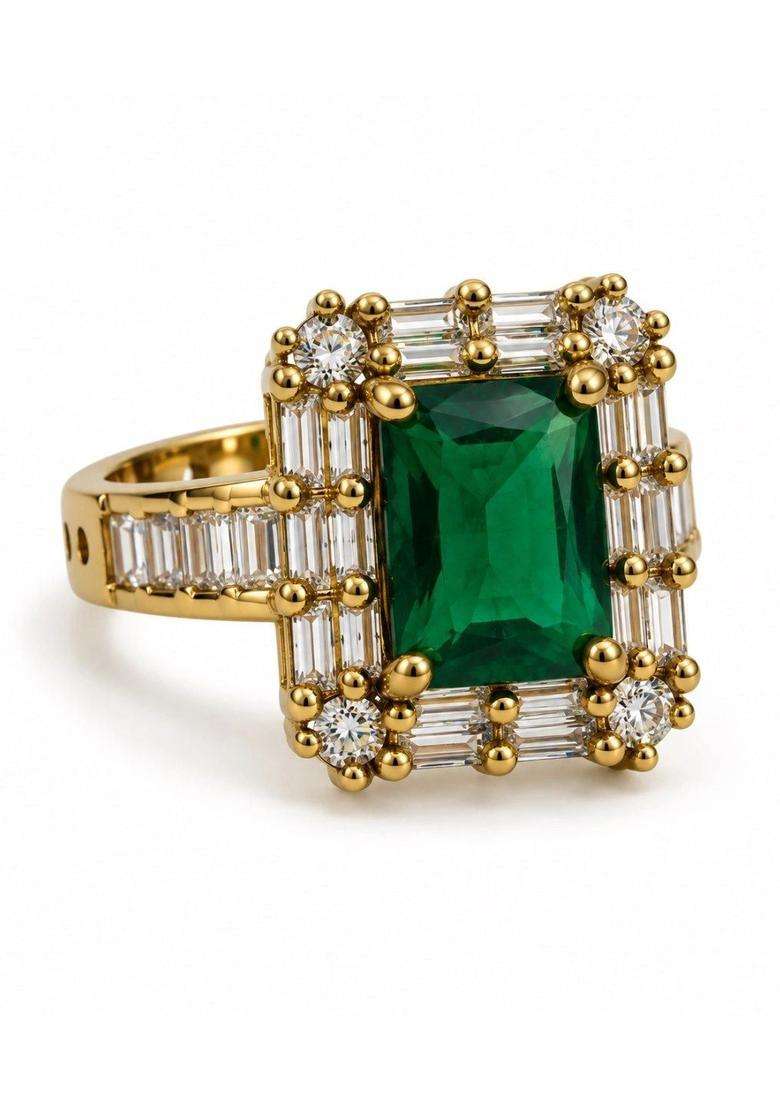 Gold-Plated Temple American Diamond Finger Ring for Women | Fusion Party & Festive Wear | Gift for Her - Indya