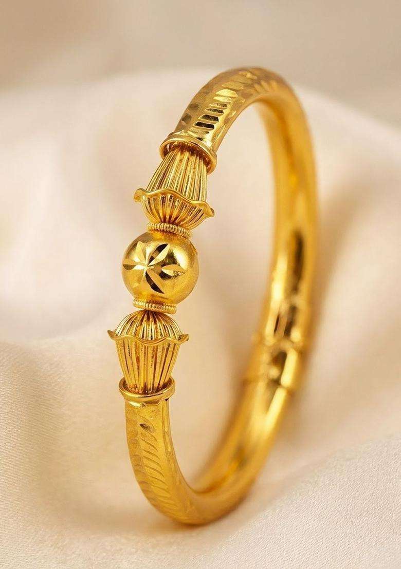Brass Temple Gold-Plated Bangle-Style Bracelet for Women | Fusion Party & Festive Wear | Gift for Her - Indya