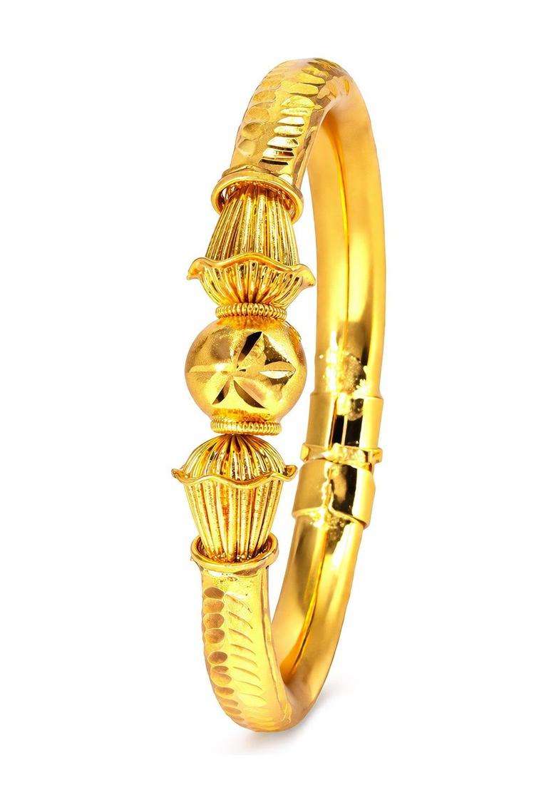 Brass Temple Gold-Plated Bangle-Style Bracelet for Women | Fusion Party & Festive Wear | Gift for Her - Indya