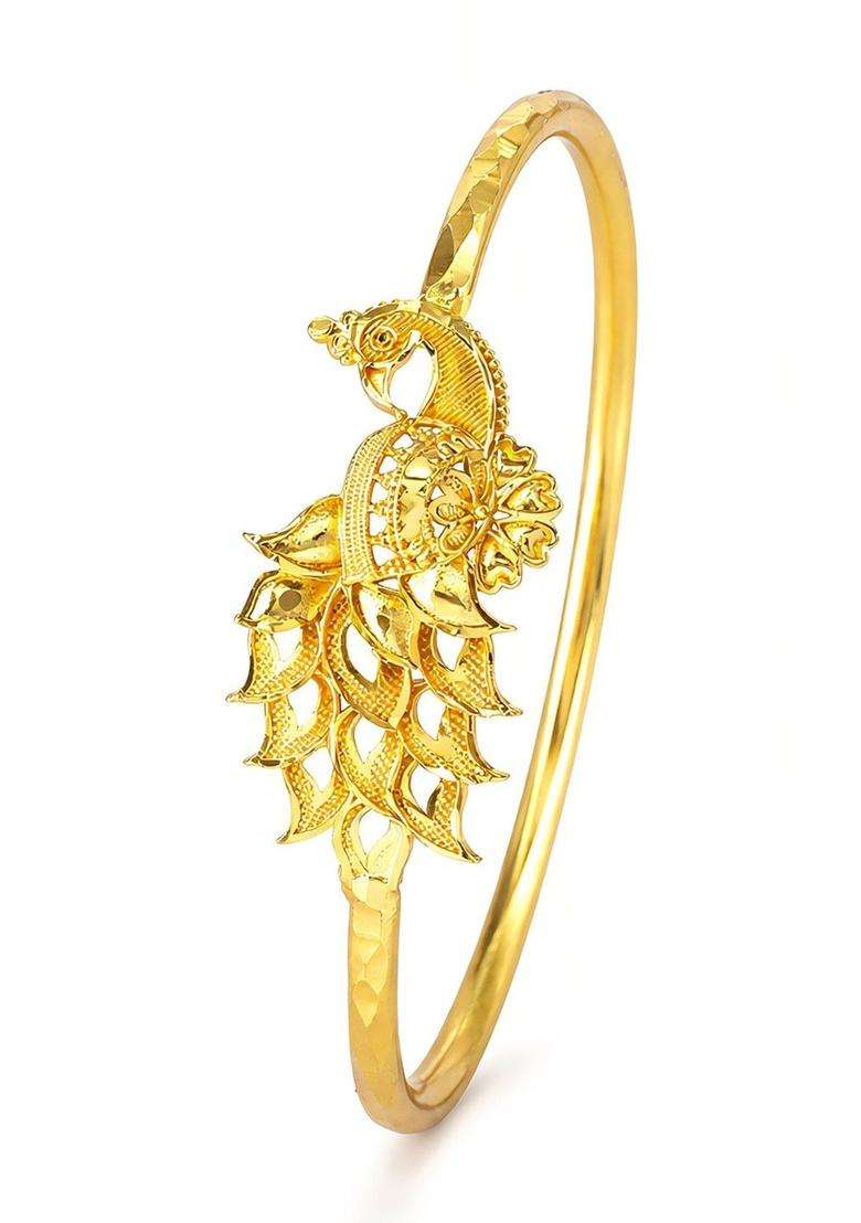 Brass Temple Gold-Plated Bangle-Style Bracelet for Women | Fusion Party & Festive Wear | Gift for Her - Indya