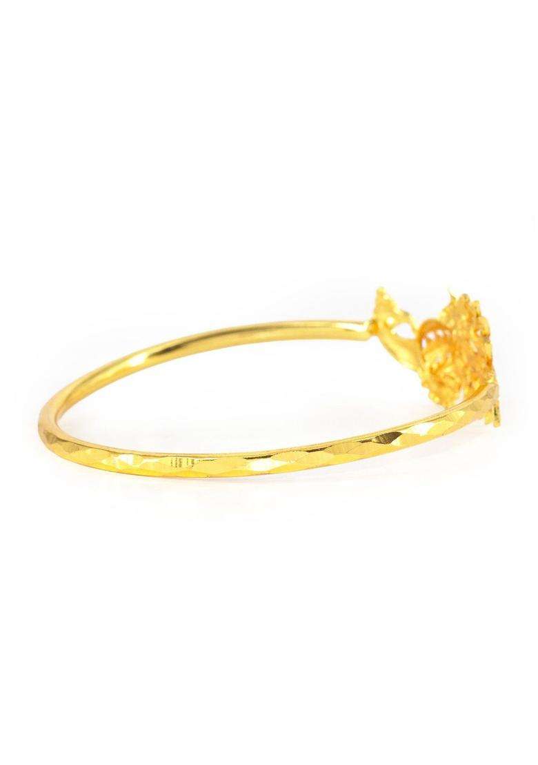 Brass Temple Gold-Plated Bangle-Style Bracelet for Women | Fusion Party & Festive Wear | Gift for Her - Indya