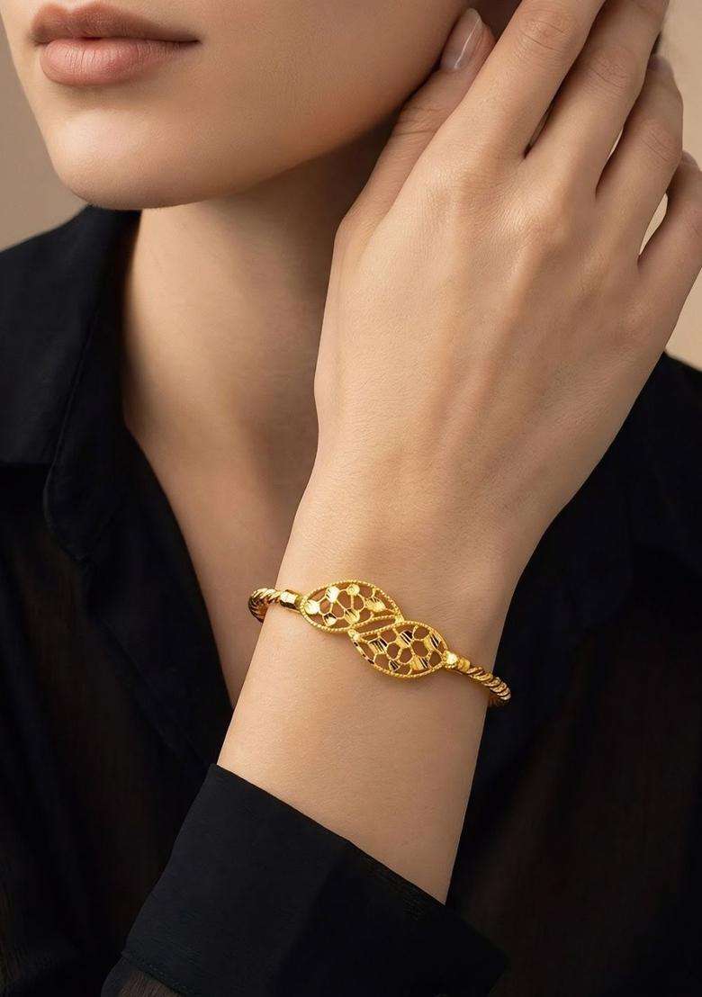 Brass Temple Gold-Plated Bangle-Style Bracelet for Women | Fusion Party & Festive Wear | Gift for Her - Indya