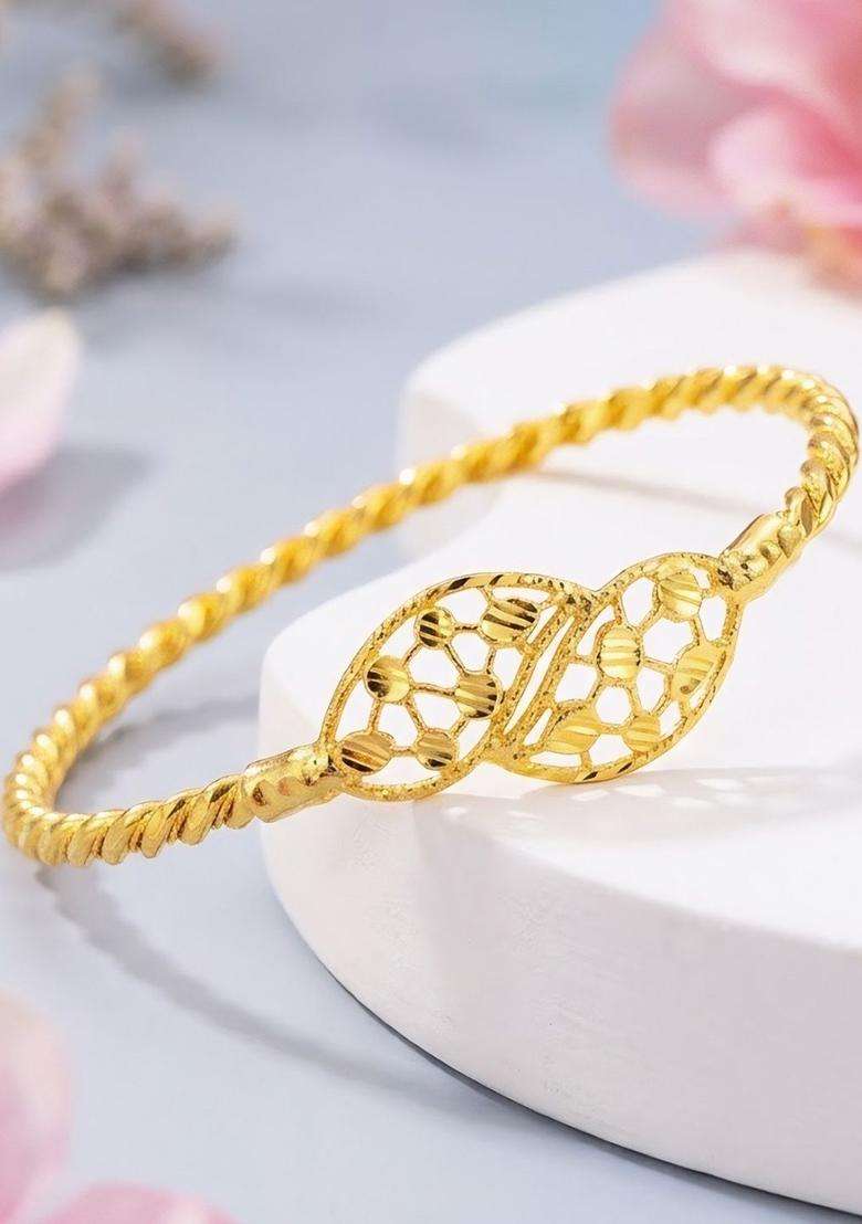 Brass Temple Gold-Plated Bangle-Style Bracelet for Women | Fusion Party & Festive Wear | Gift for Her - Indya