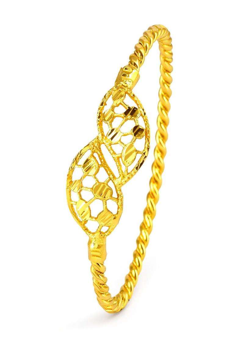 Brass Temple Gold-Plated Bangle-Style Bracelet for Women | Fusion Party & Festive Wear | Gift for Her - Indya